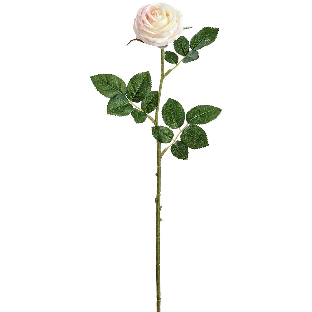 20.5" Small Rose Silk Flower Stem -Cream/Blush (Pack of 12)