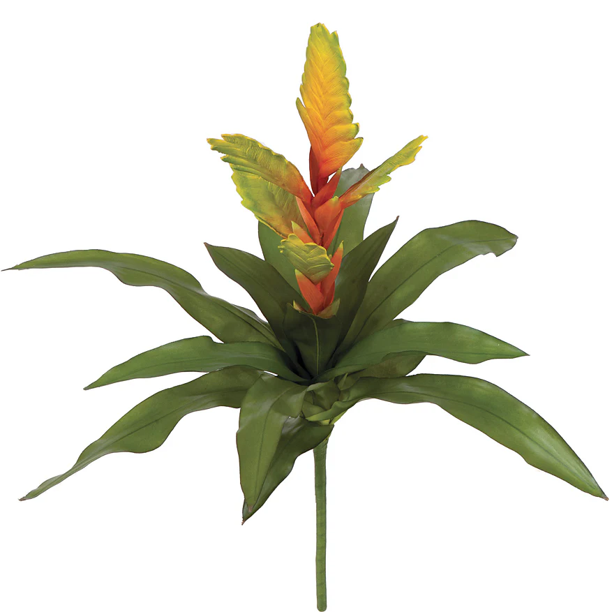 20" Artificial Bromeliad Plant Flower Bush -Orange (Pack of 6)