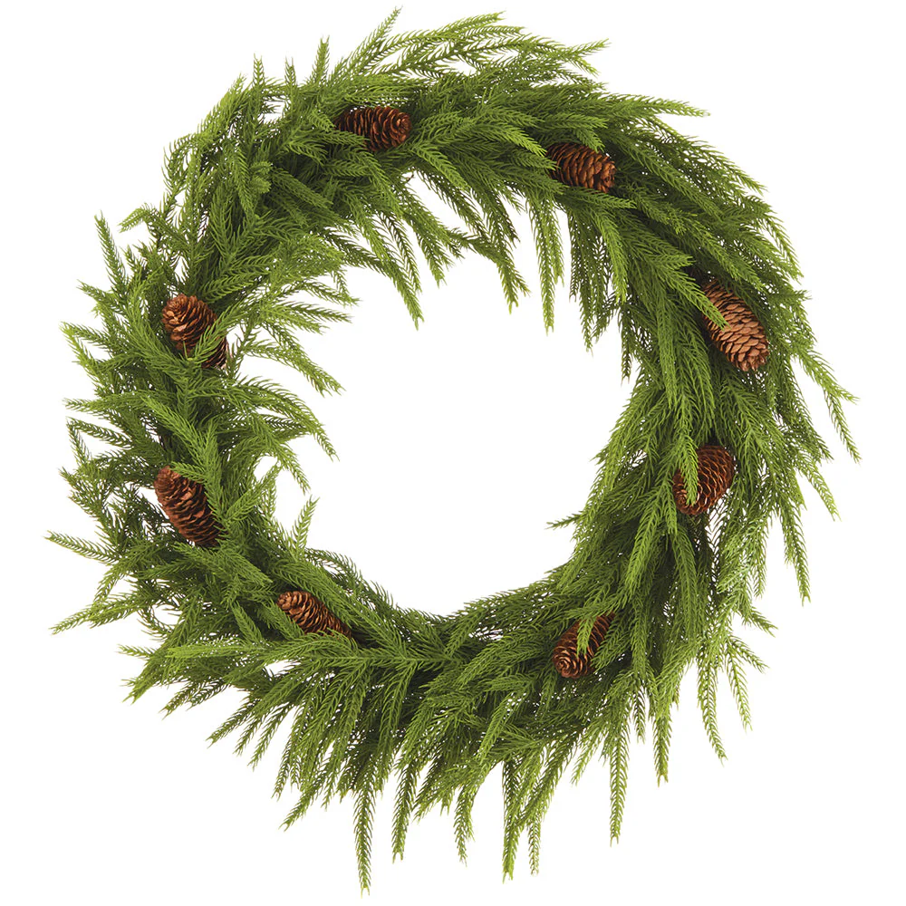 20" Artificial Cypress & Pinecone Wreath -Green/Brown