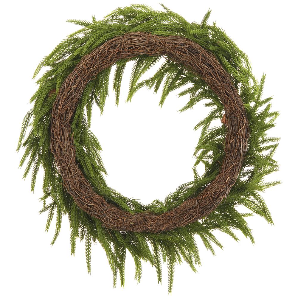 20" Artificial Cypress & Pinecone Wreath -Green/Brown - Image 2