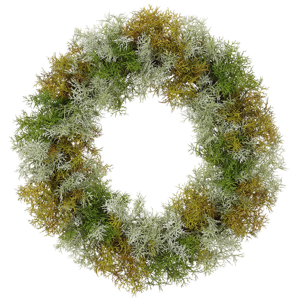 20" Artificial Moss Wreath -Green/Gray (Pack of 4)