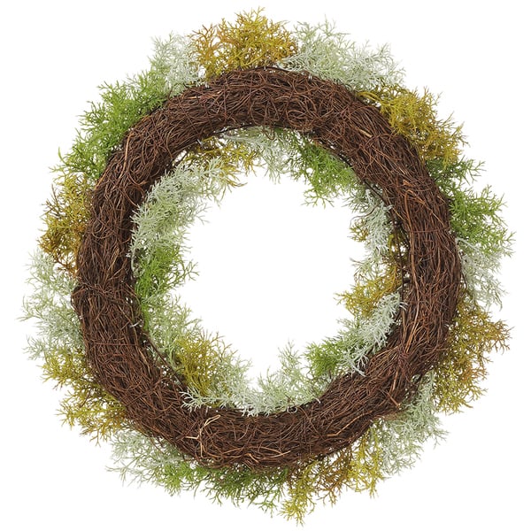 20" Artificial Moss Wreath -Green/Gray (Pack of 4) - Image 2