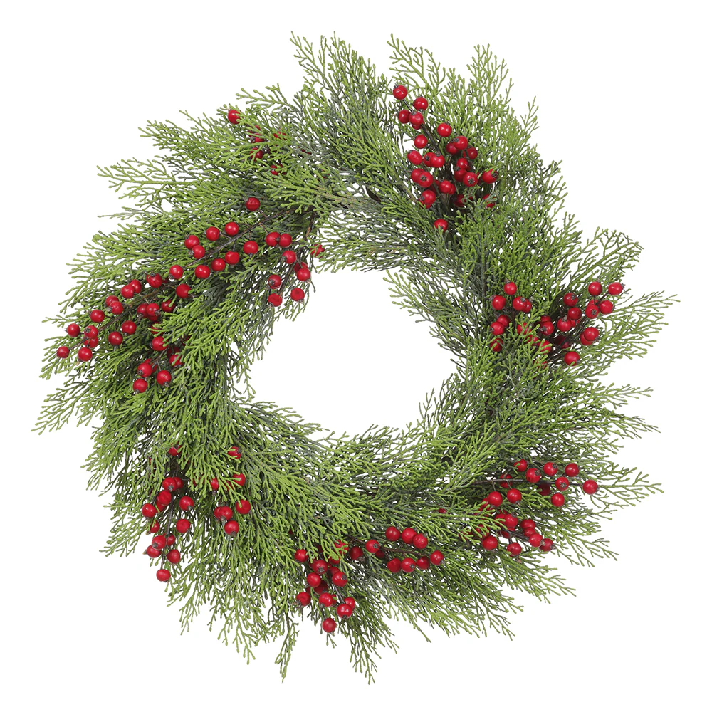 20" Cedar & Berry Artificial Wreath -Green/Red (Pack of 2)