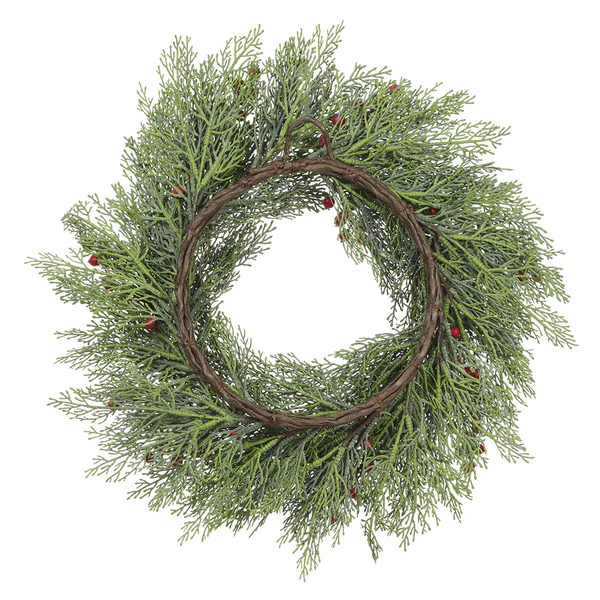 20" Cedar & Berry Artificial Wreath -Green/Red (Pack of 2) - Image 2