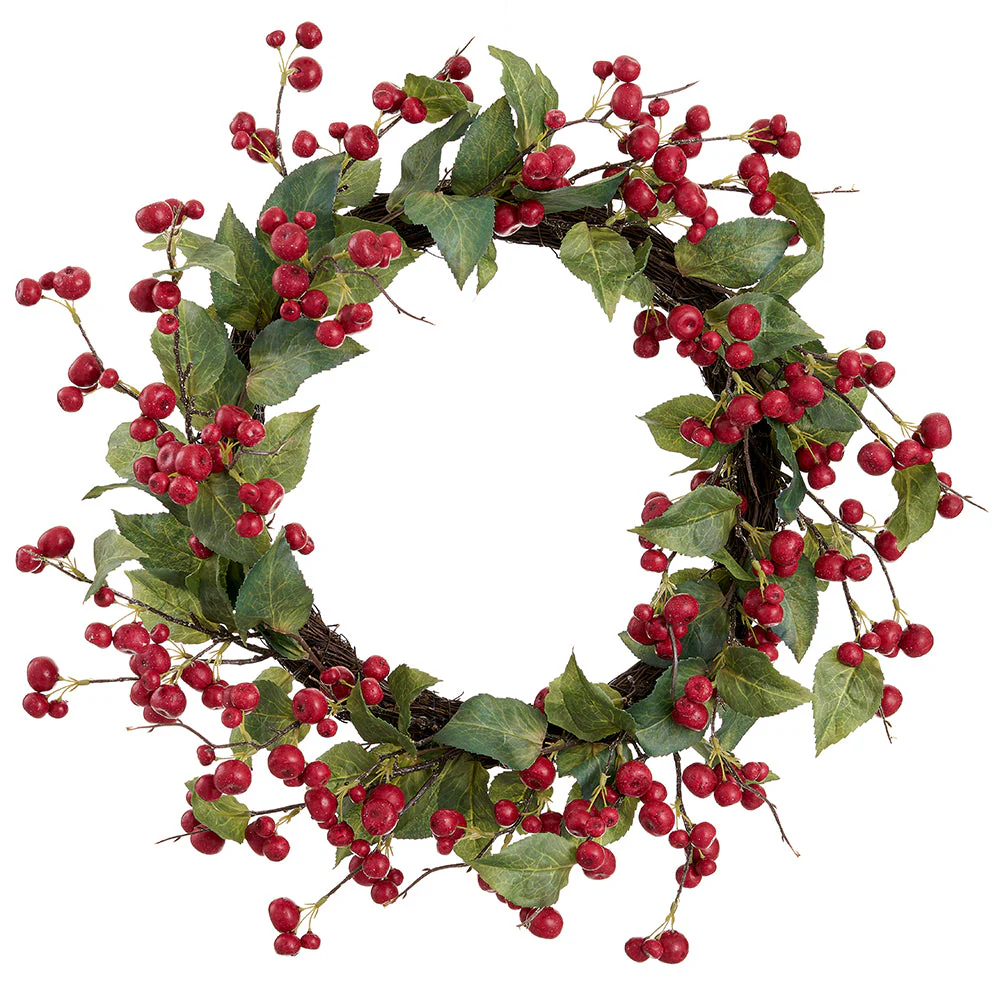 20" Crabapple Artificial Wreath -Red (Pack of 2)
