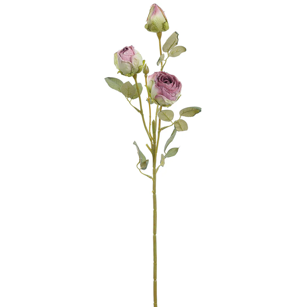 20" Dried-Look Rose Bud Silk Flower Stem -2 Tone Lavender (Pack of 12)