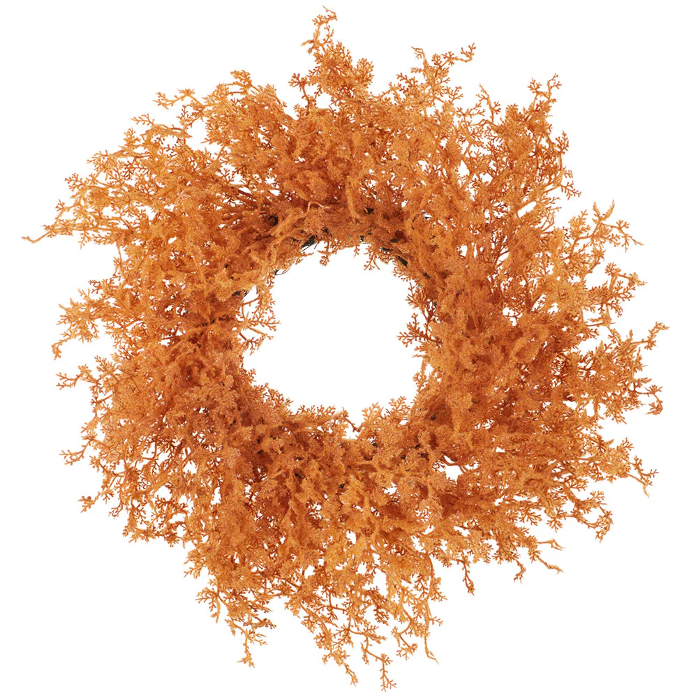 20" Flocked Artificial Halloween Pine Wreath -Orange
