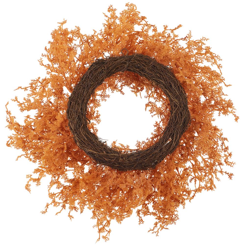 20" Flocked Artificial Halloween Pine Wreath -Orange - Image 2
