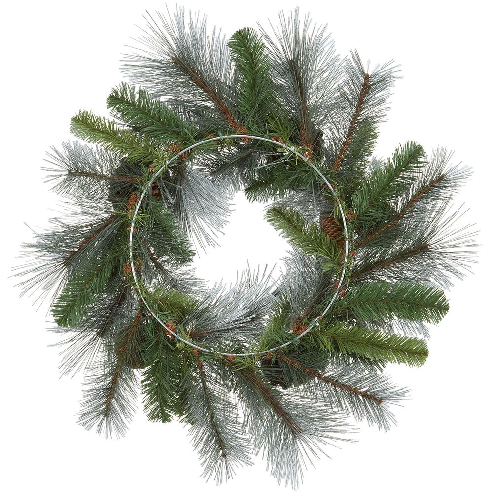 20" Flocked Artificial Pinecone & Mixed Pine Wreath -White/Green (Pack of 2) - Image 2