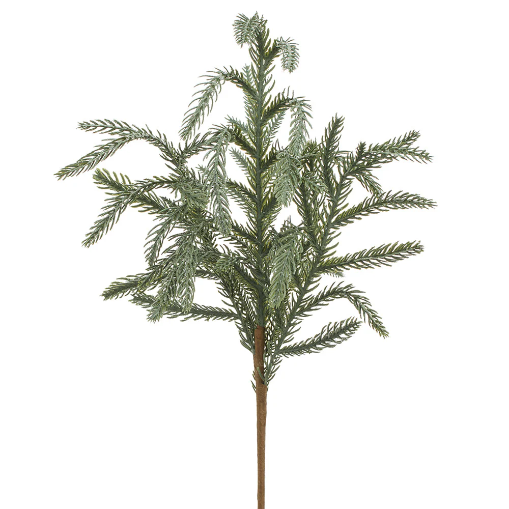 20" Frosted Artificial Willow Pine Stem -Green/White (Pack of 24)