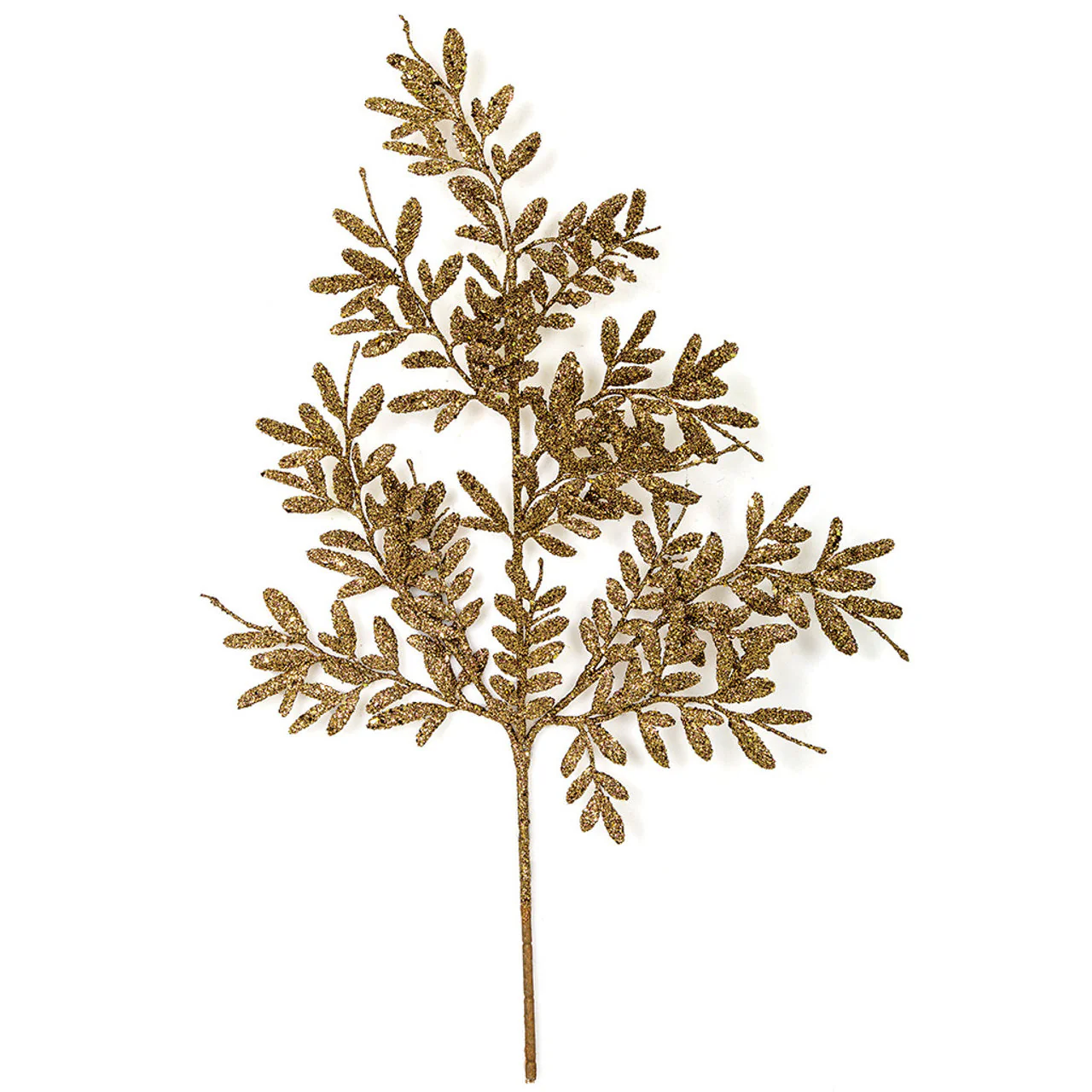 20" Heavy Glittered Artificial Mimosa Leaf Stem -Gold (Pack of 24)