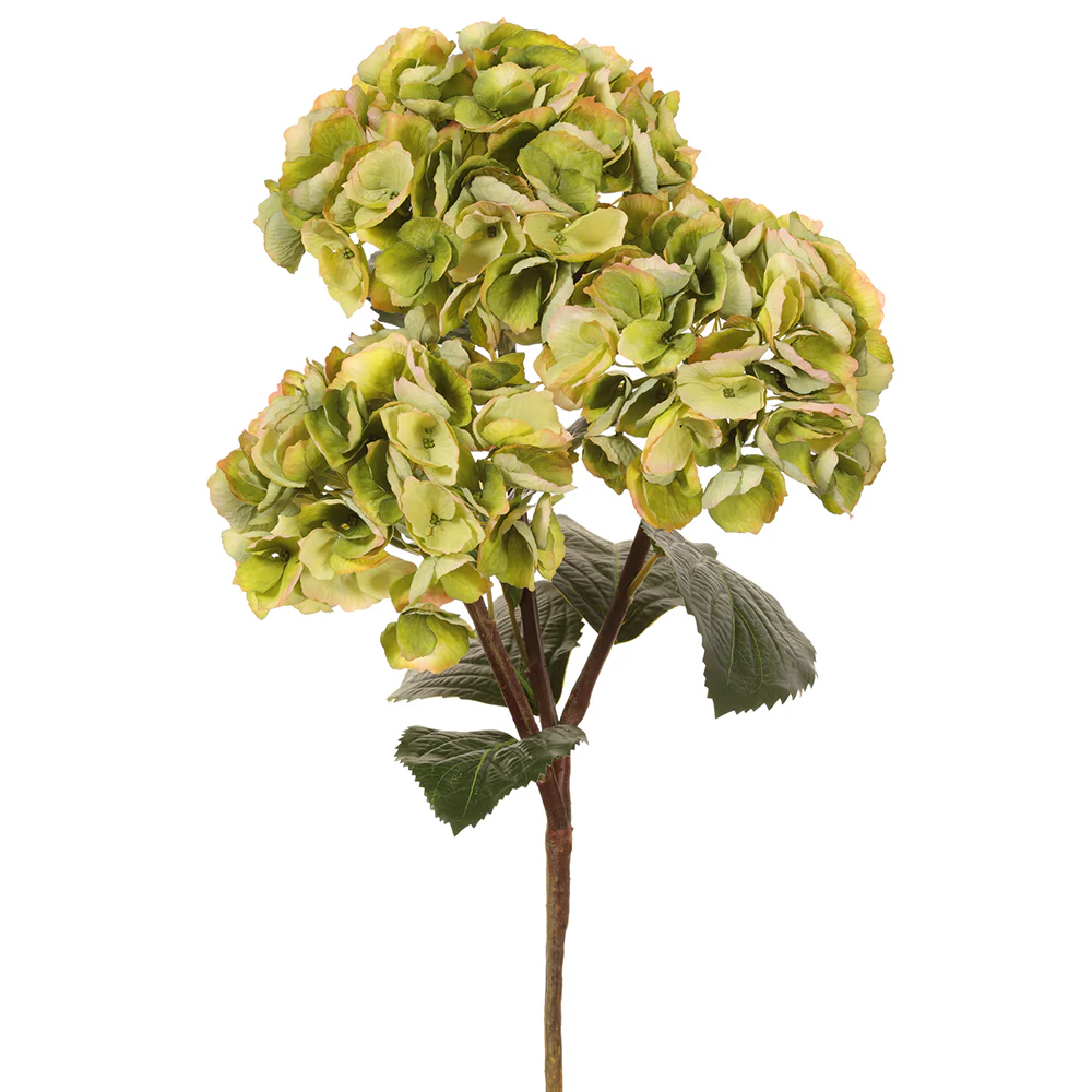 20" Hydrangea Silk Flower Stem -Green (Pack of 6)