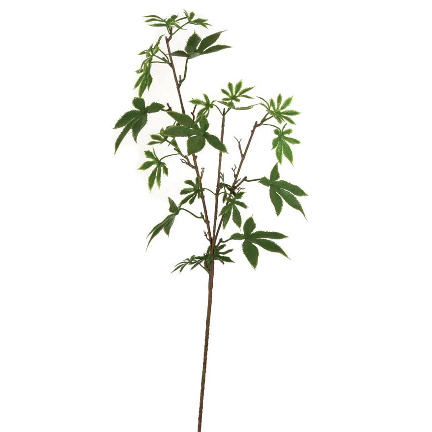 20" Outdoor UV-Proof Artificial Maple Leaf Stem -Green (Pack of 12)