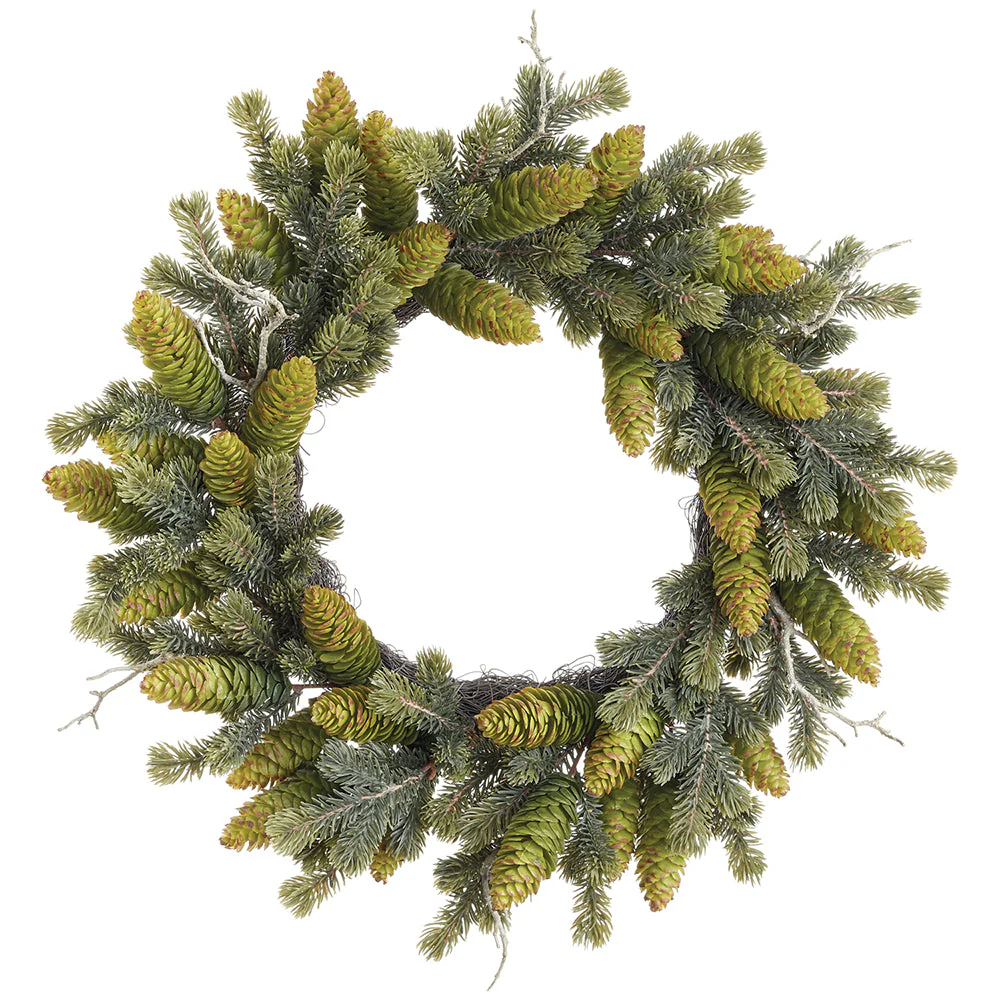 20" Pine, Pinecone & Twig Artificial Wreath -Green (Pack of 2)