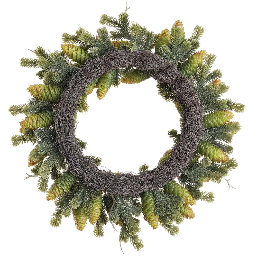 20" Pine, Pinecone & Twig Artificial Wreath -Green (Pack of 2) - Image 2