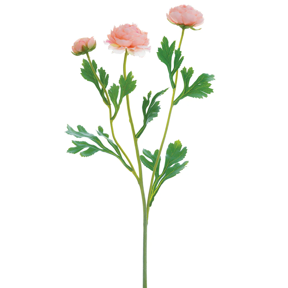 20" Ranunculus Silk Flower Stem -Peach (Pack of 12)