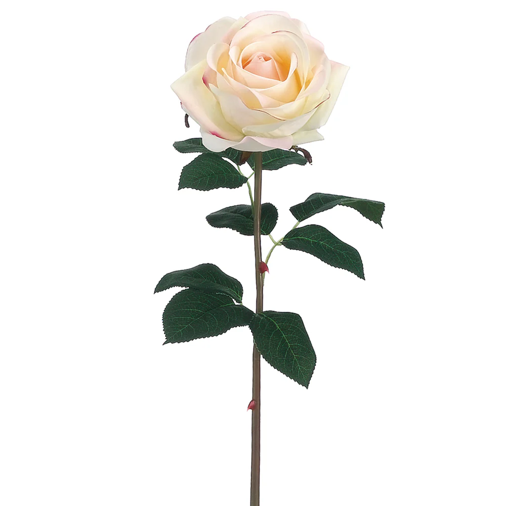 20" Real Touch Rose Silk Flower Stem -Cream/Pink (Pack of 12)