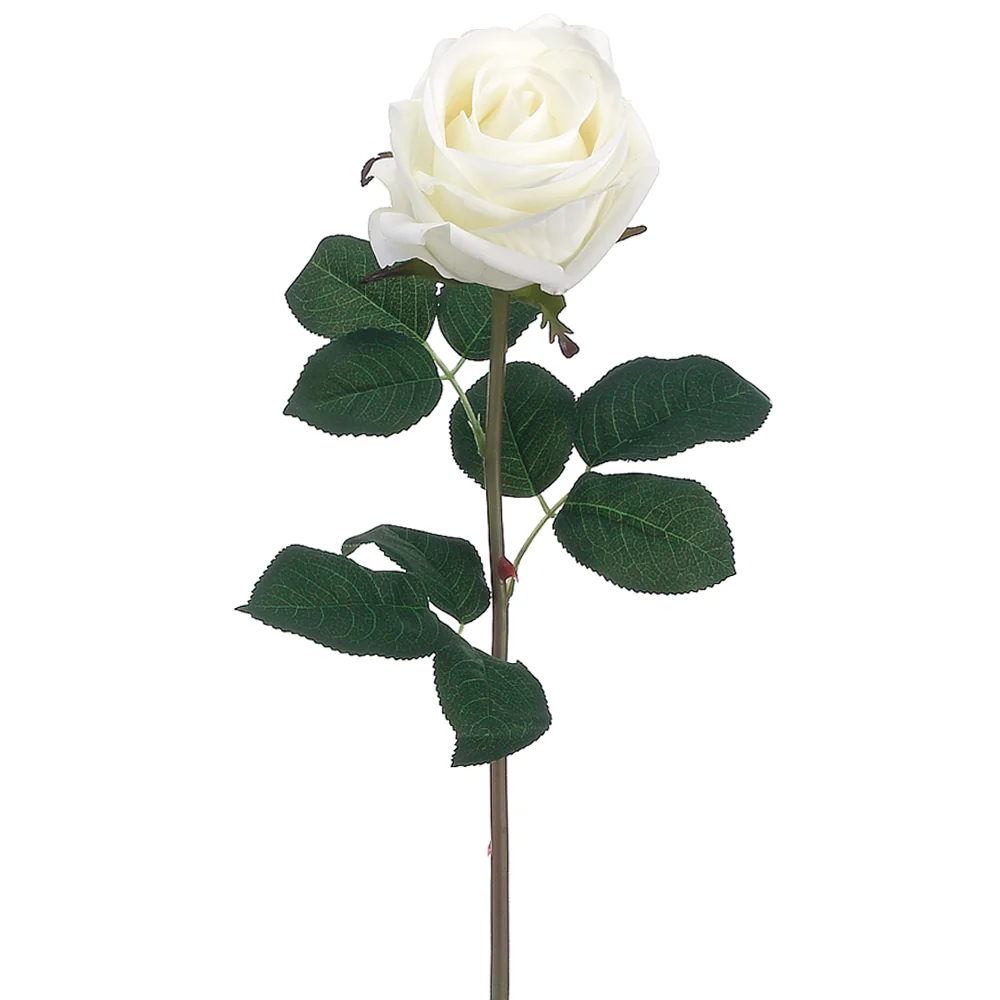 20" Real Touch Rose Silk Flower Stem -White (Pack of 12)