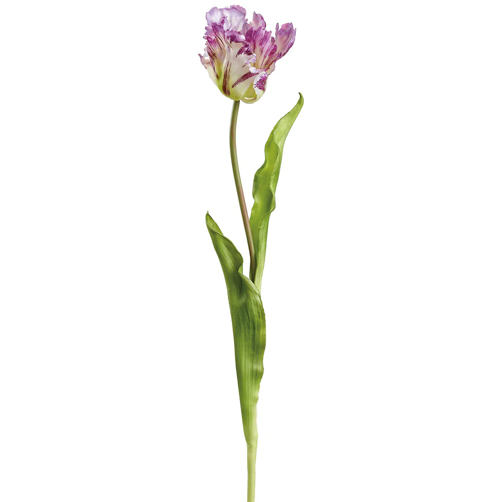 20" Real Touch Tulip Silk Flower Stem -Purple/Green (Pack of 12)