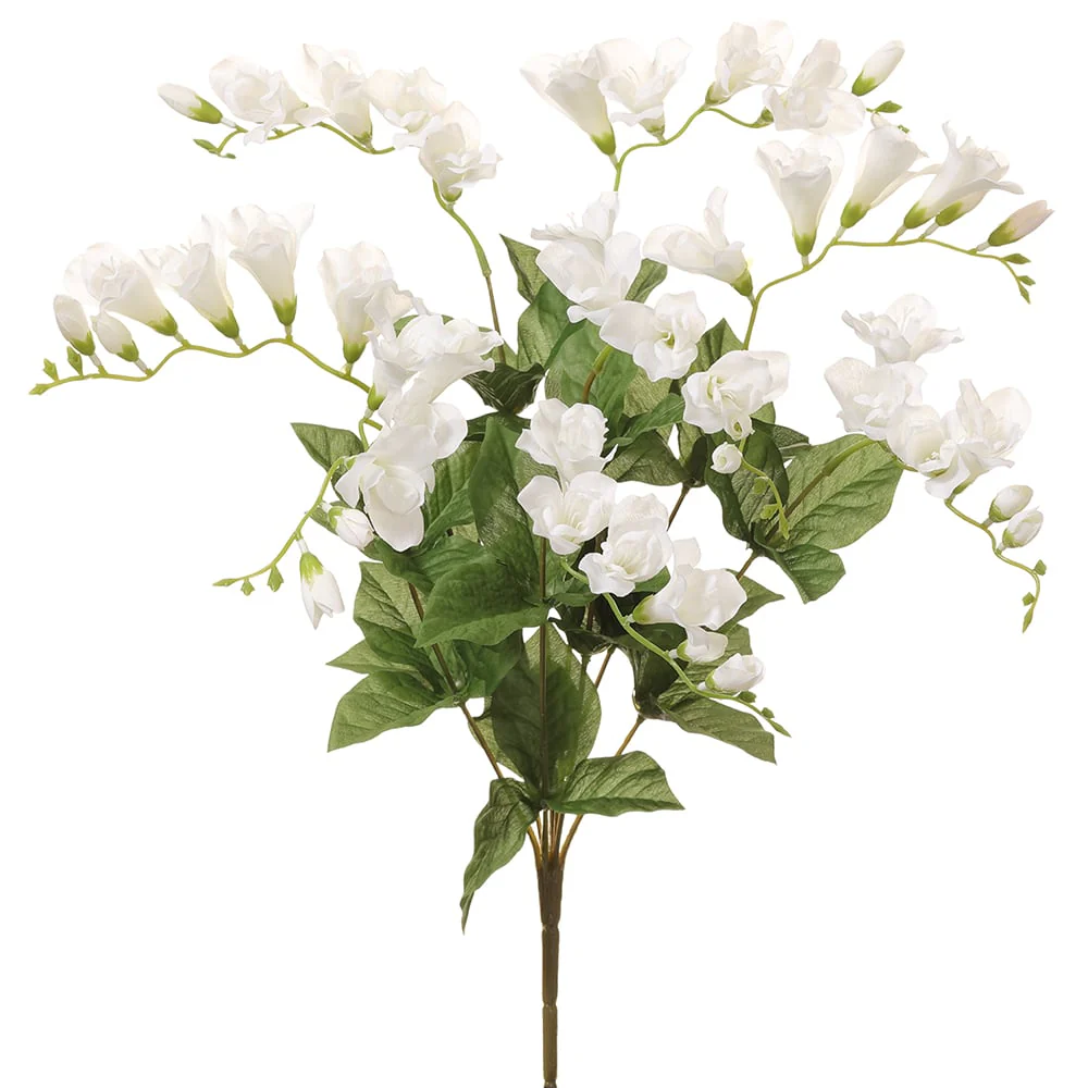 20" Silk Freesia Flower Bush -White (Pack of 12)