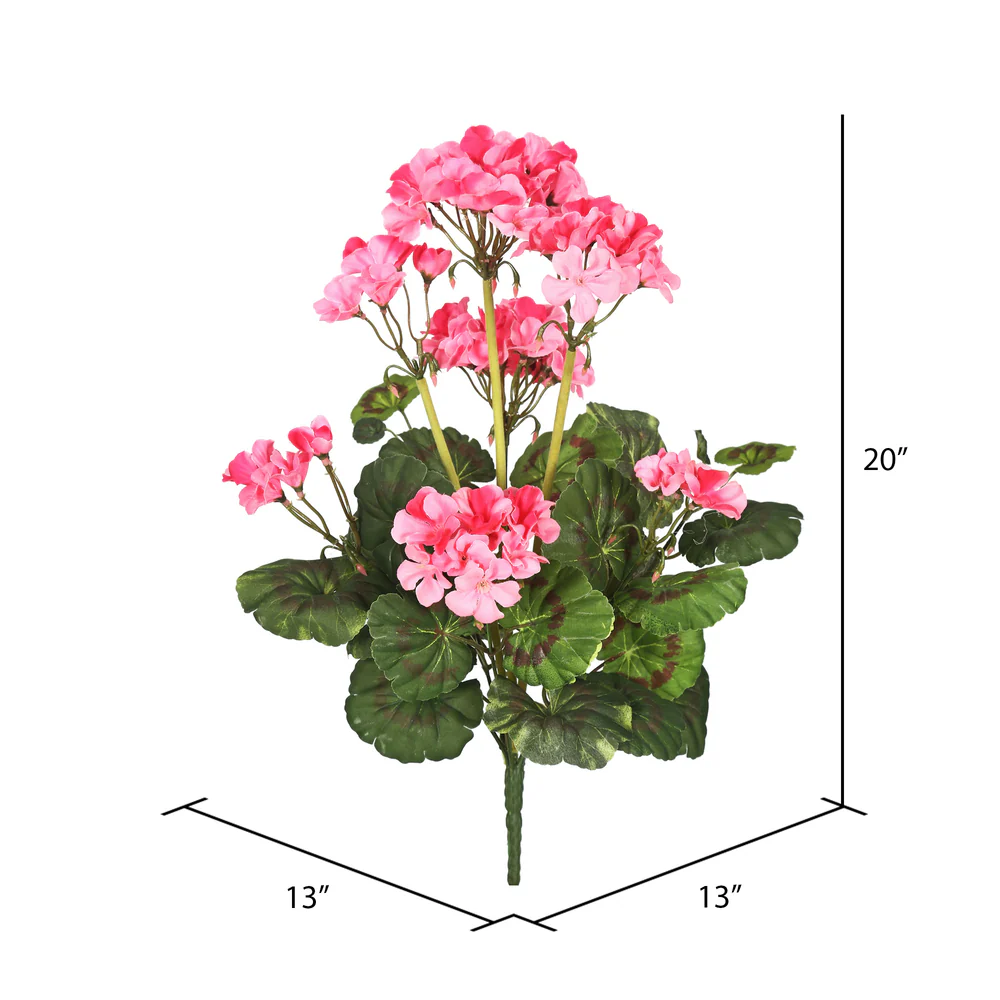 20" Silk Geranium Flower Bush -Pink (Pack of 12) - Image 2