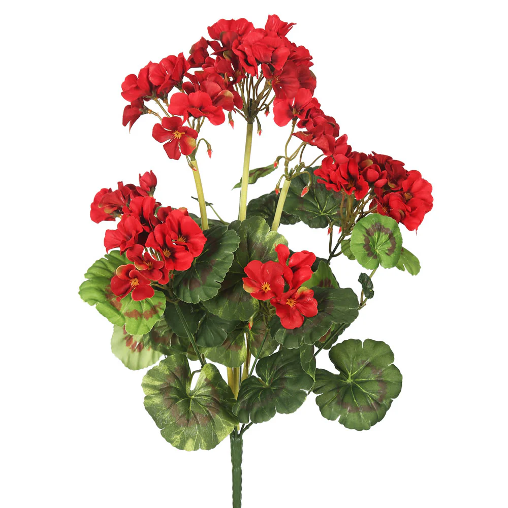 20" Silk Geranium Flower Bush -Red (Pack of 12)