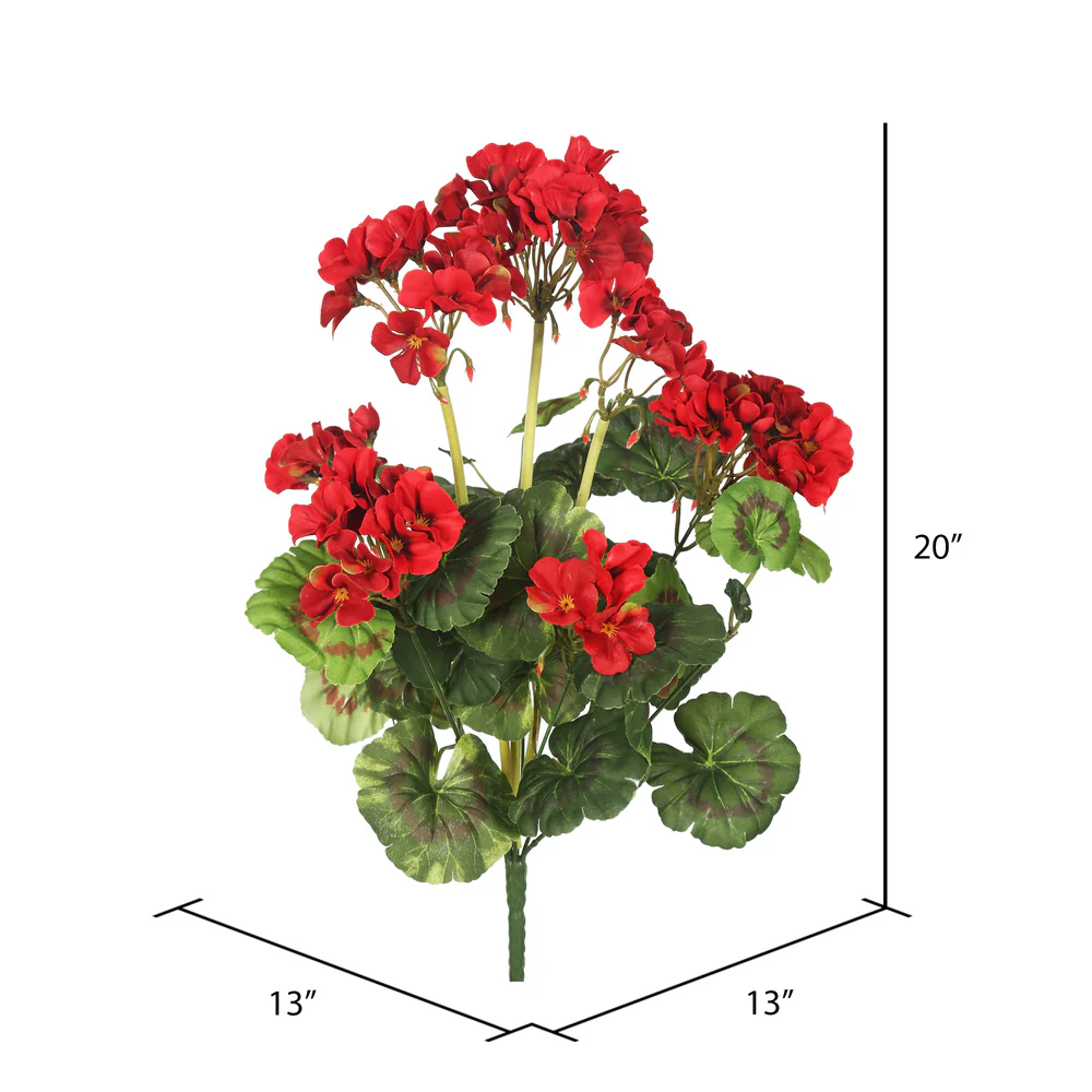 20" Silk Geranium Flower Bush -Red (Pack of 12) - Image 2