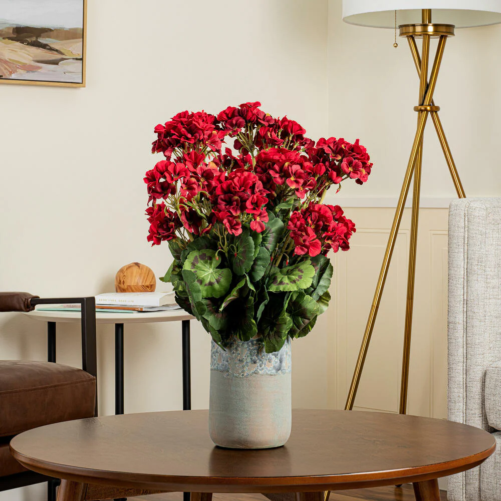 20" Silk Geranium Flower Bush -Red (Pack of 12) - Image 3