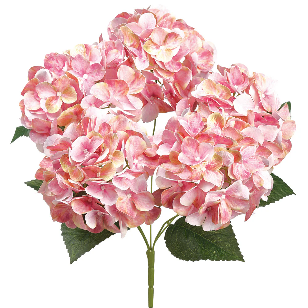20" Silk Hydrangea Flower Bush -Pink (Pack of 6)
