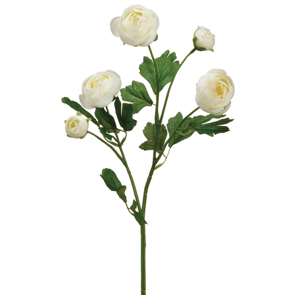20" Silk Ranunculus Flower Spray -White (Pack of 12)