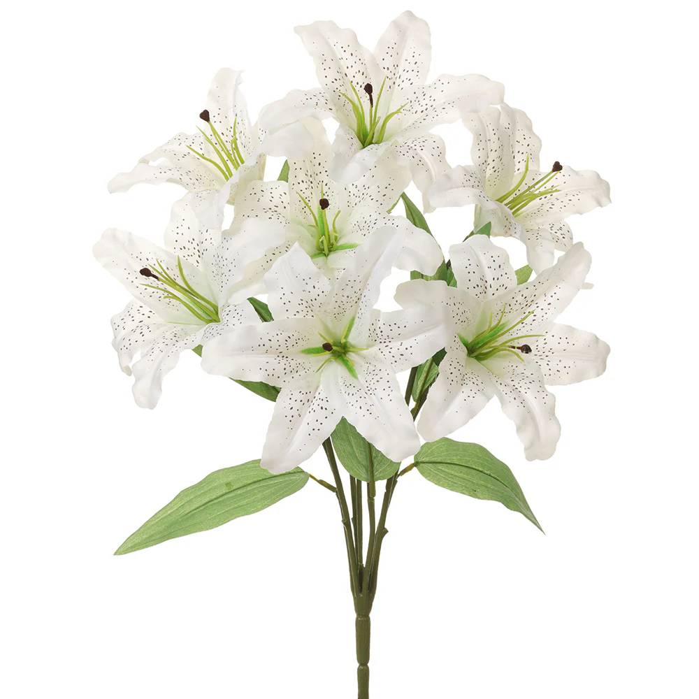 20" Silk Rubrum Lily Flower Bush -White (Pack of 12)