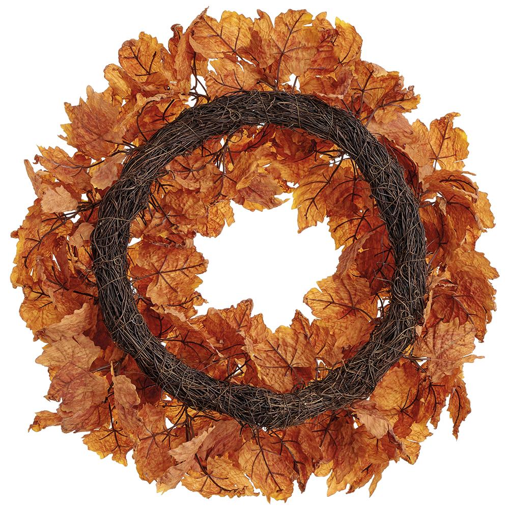 21.5" Maple Leaf Artificial Wreath -Brown (Pack of 6) - Image 2