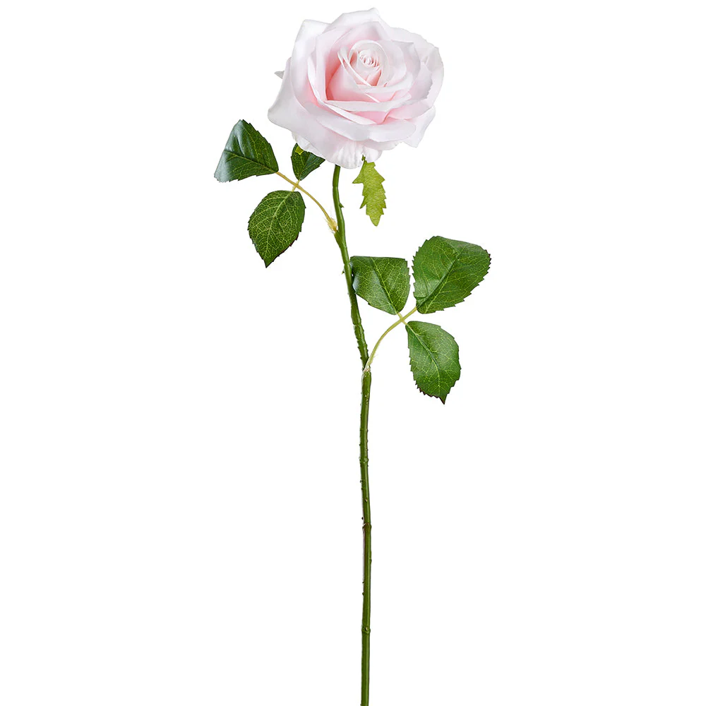 21.5" Real Touch Rose Silk Flower Stem -Soft Pink (Pack of 12)