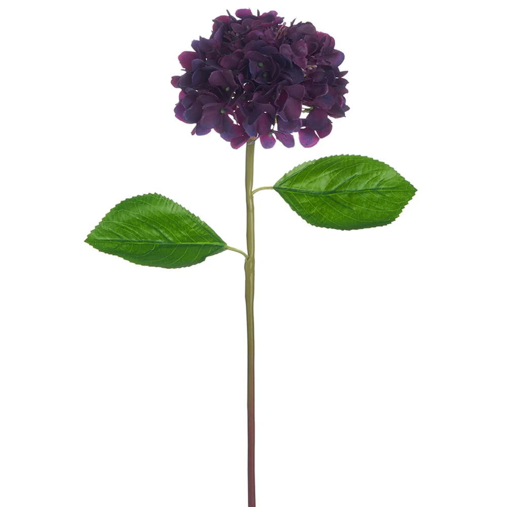 21.5" Real Touch Silk Hydrangea Flower Stem -Eggplant (Pack of 12)