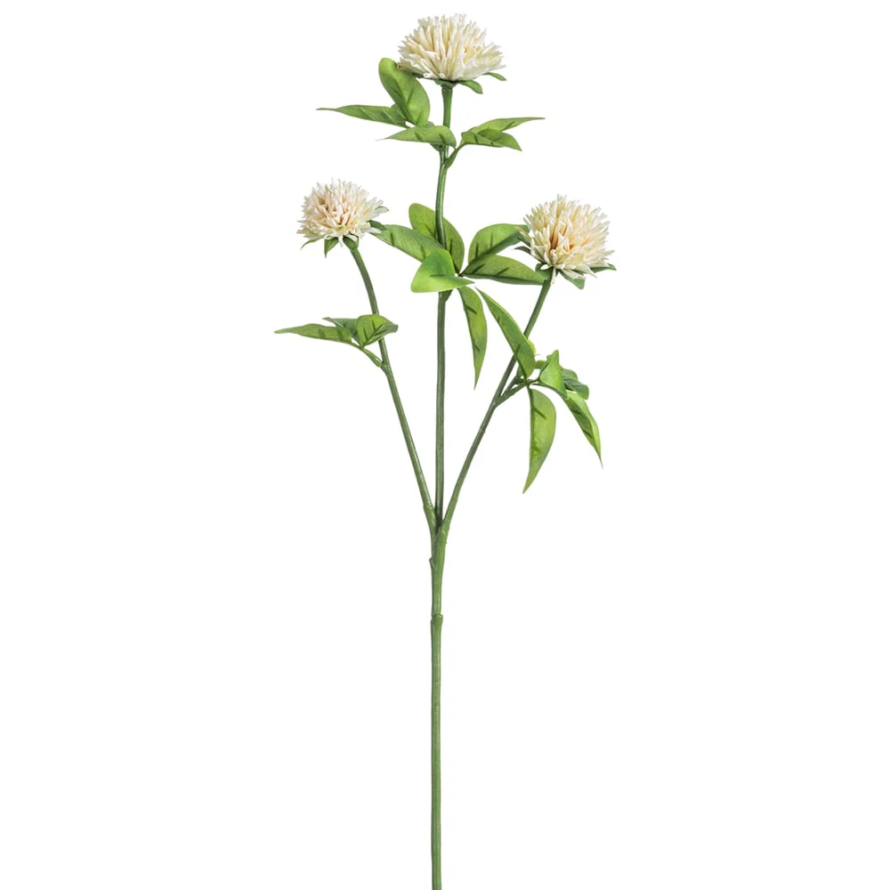 21.5" Silk Meadow Clover Flower Stem -Cream (Pack of 12)