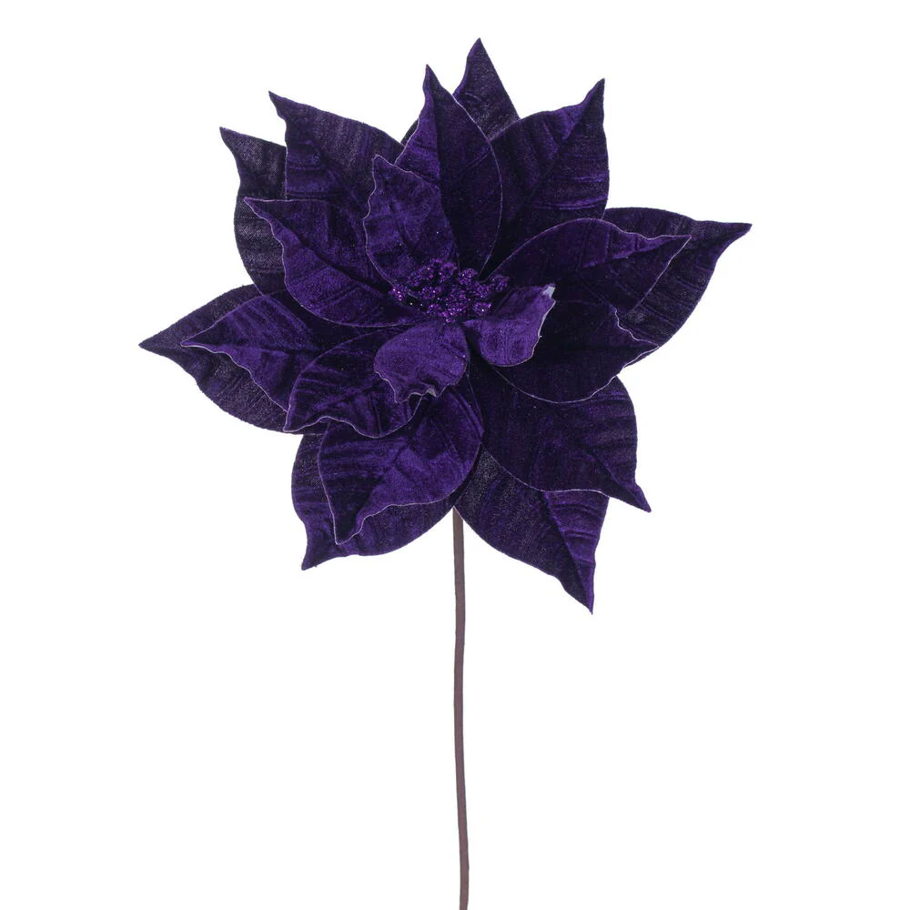 21.5"Hx12"W Artificial Poinsettia Flower Stem -Plum (Pack of 12)
