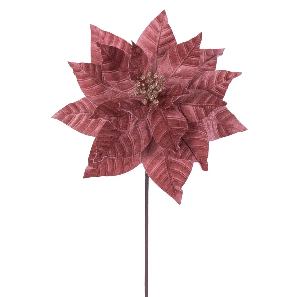 21.5"Hx12"W Artificial Poinsettia Flower Stem -Rose Gold (Pack of 12)
