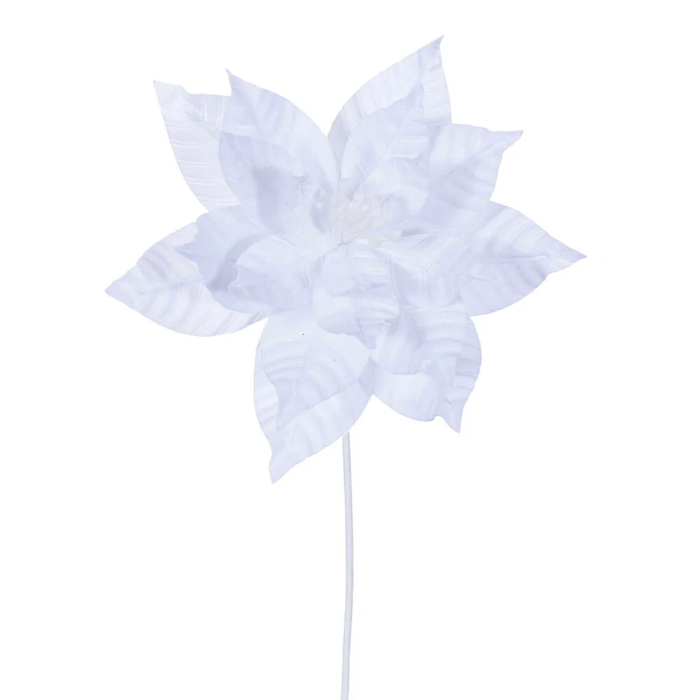 21.5"Hx12"W Artificial Poinsettia Flower Stem -White (Pack of 12)