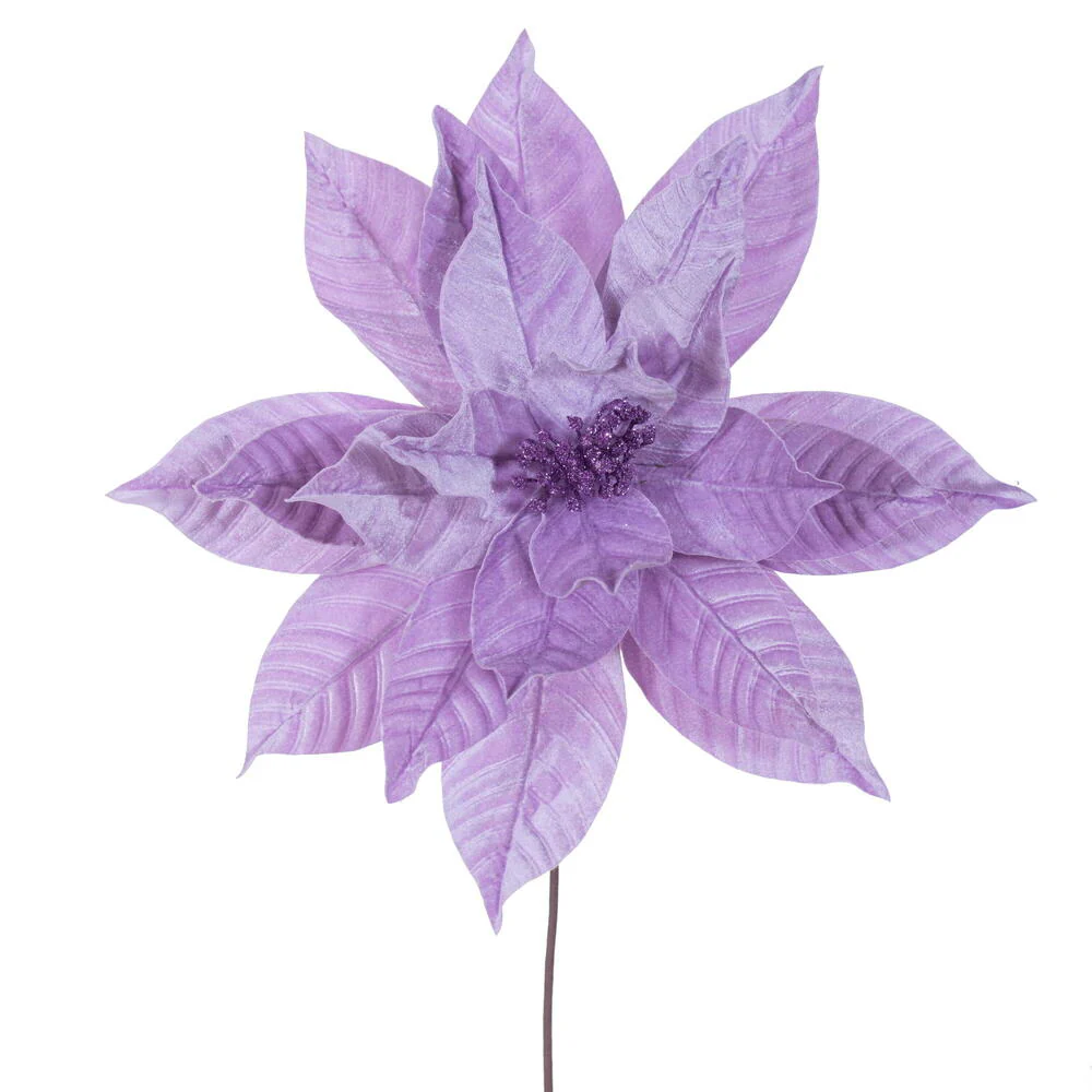 21.5"Hx18"W Artificial Poinsettia Flower Stem -Lavender (Pack of 6)