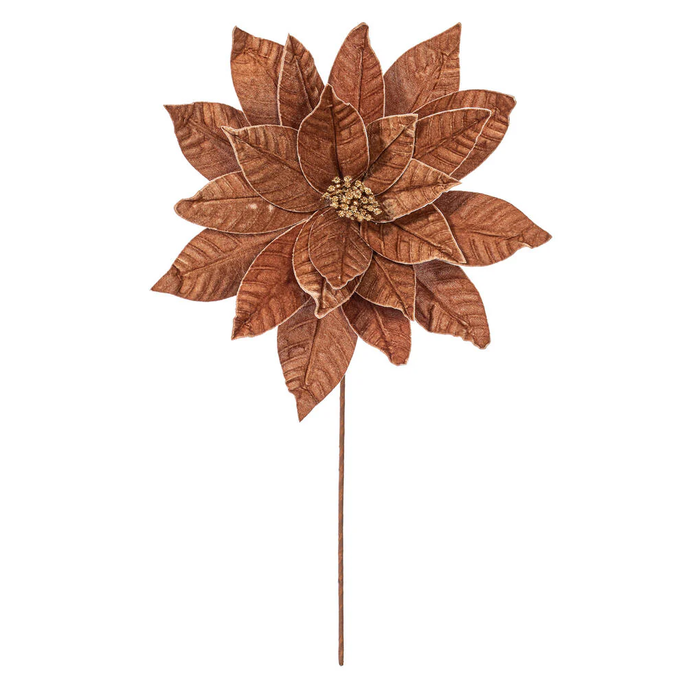 21.5"Hx18"W Artificial Poinsettia Flower Stem -Mocha (Pack of 6)