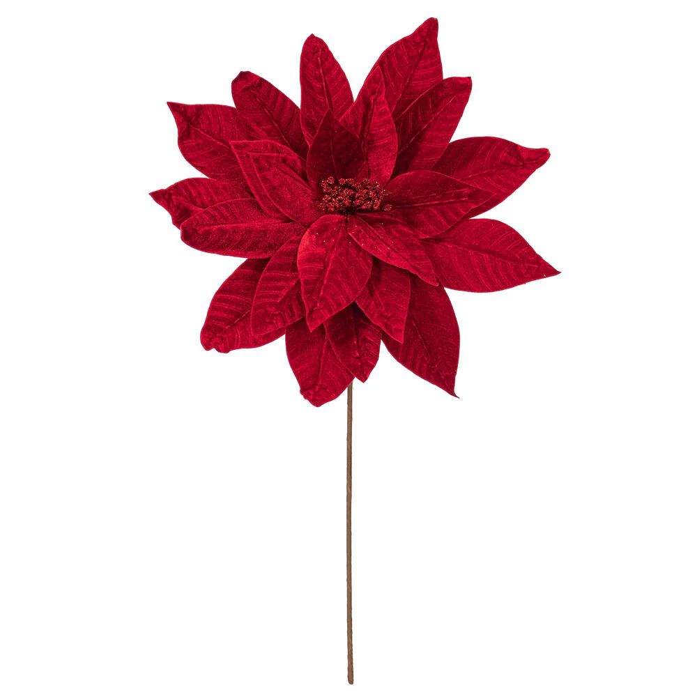 21.5"Hx18"W Artificial Poinsettia Flower Stem -Red (Pack of 6)