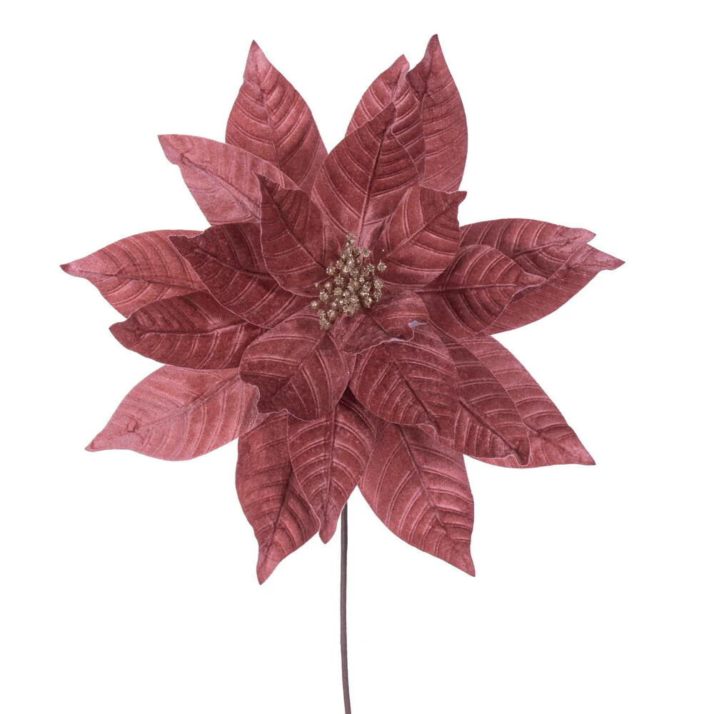 21.5"Hx18"W Artificial Poinsettia Flower Stem -Rose Gold (Pack of 6)