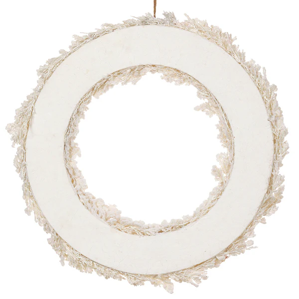 21.6" Flocked Artificial Wreath -White (Pack of 2) - Image 2