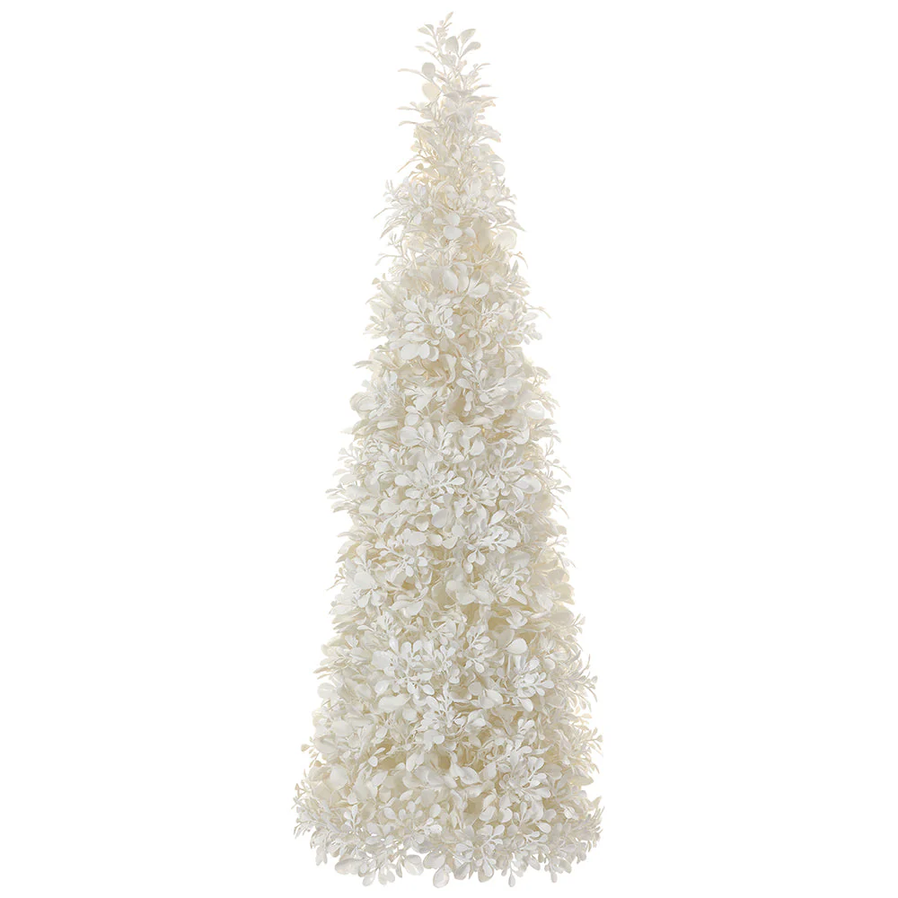 21" Boxwood Cone-Shaped Artificial Topiary -White (Pack of 2)