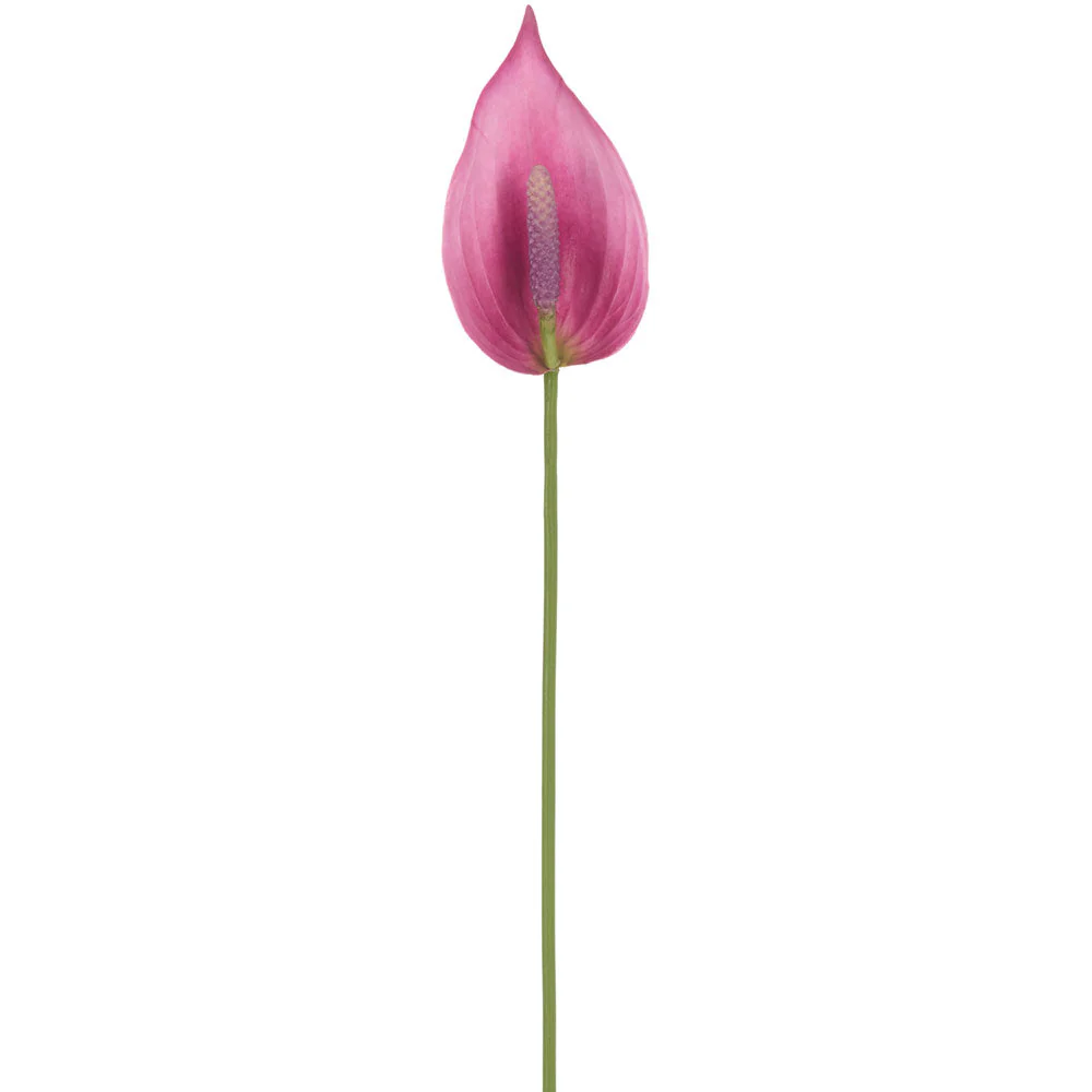 21" Hand-Wrapped Peach Anthurium Silk Flower Stem -Mauve/Purple (Pack of 12)