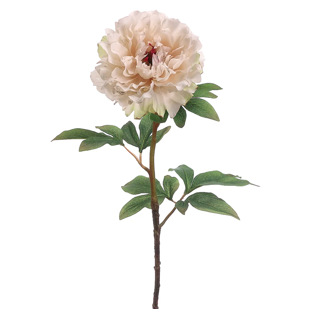 21" Hand-Wrapped Silk Peony Flower Spray -Ivory (Pack of 24)
