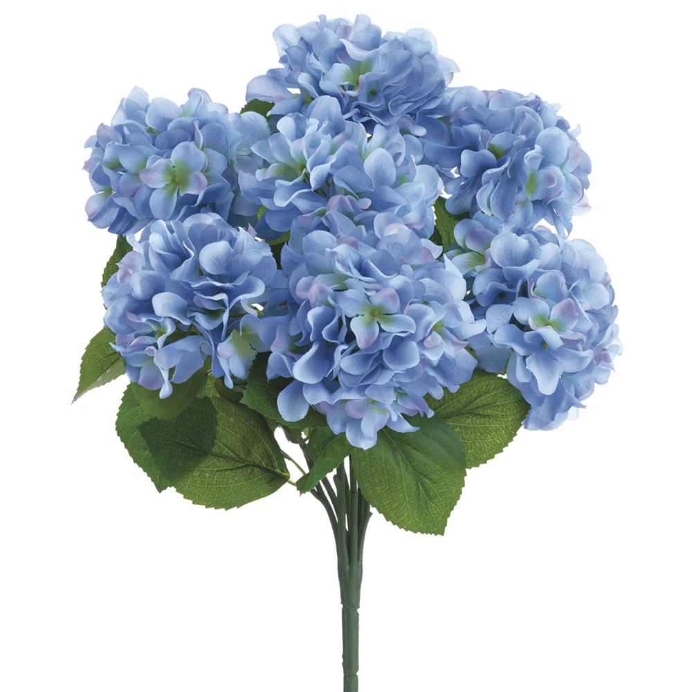 21" Hydrangea Silk Flower Bush -Blue (Pack of 12)