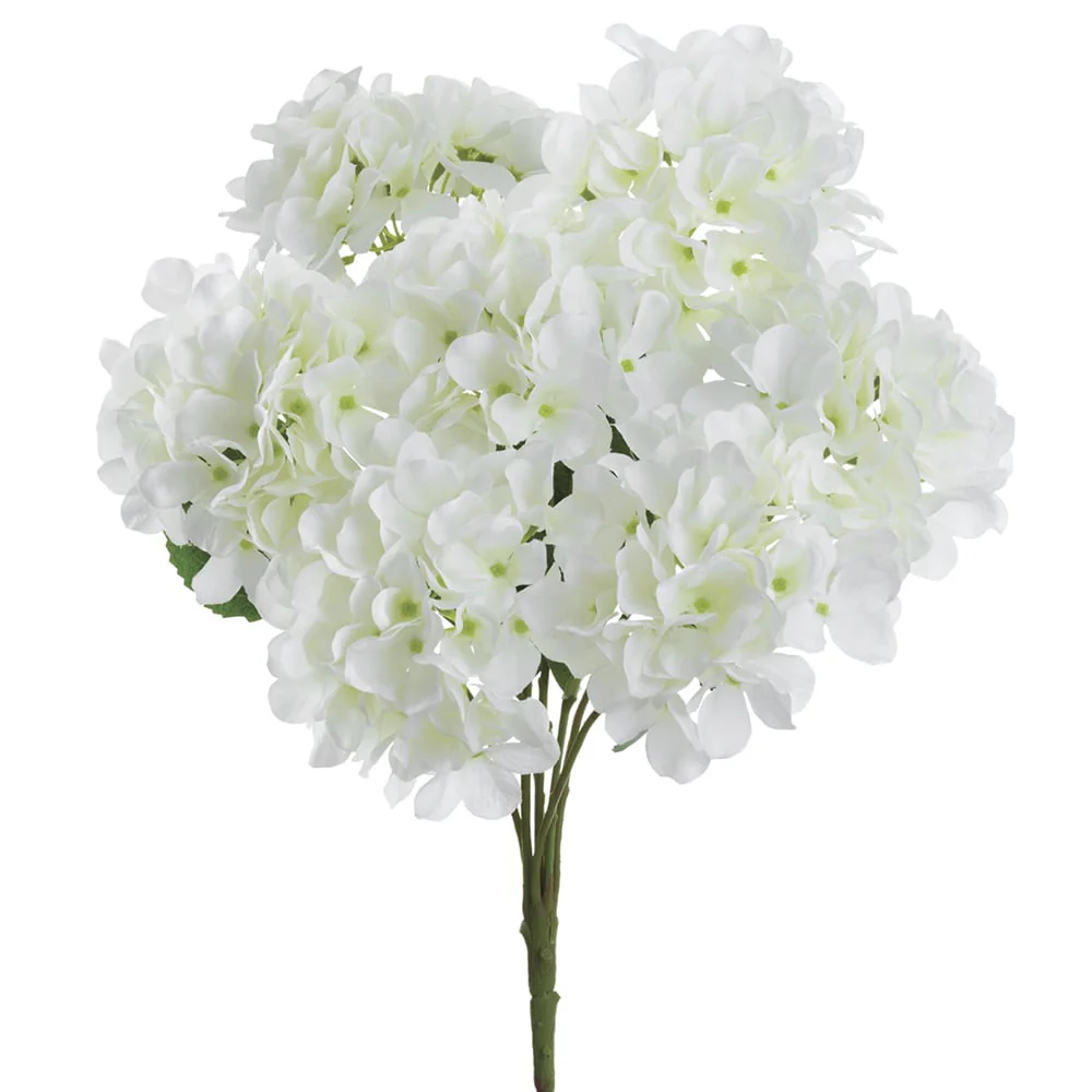 21" Hydrangea Silk Flower Bush -Cream (Pack of 6)