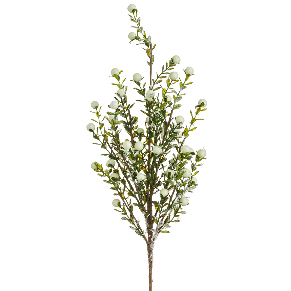 21" Iced Artificial Berry Stem -Cream (Pack of 12)