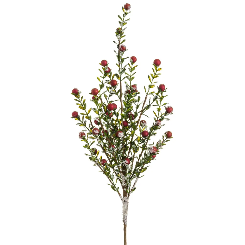 21" Iced Artificial Berry Stem -Red (Pack of 12)